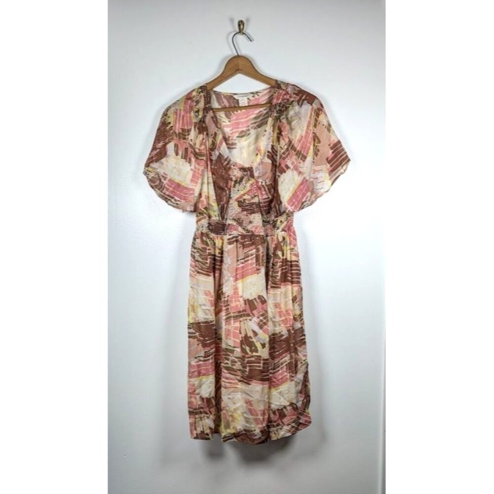 Sundance 100% Silk Dress Size 12 Boho Peasant Hippie Prairie Flowy Sheer Smock